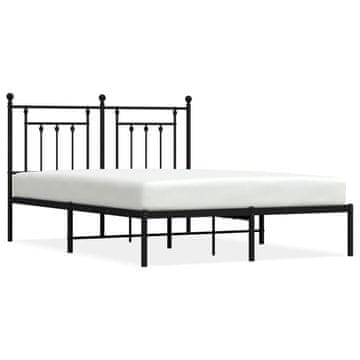 Vidaxl Kovinski posteljni okvir z vzglavjem črn 140x190 cm