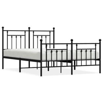 Vidaxl Kovinski posteljni okvir z vzglavjem in vznožjem črn 140x190 cm