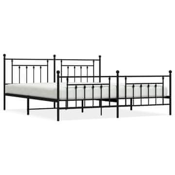 Vidaxl Kovinski posteljni okvir z vzglavjem in vznožjem črn 193x203 cm
