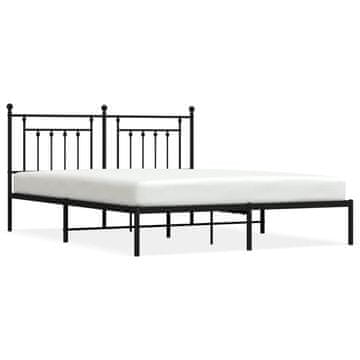 Vidaxl Kovinski posteljni okvir z vzglavjem črn 183x213 cm