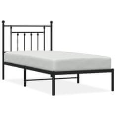 Vidaxl Kovinski posteljni okvir z vzglavjem črn 80x200 cm