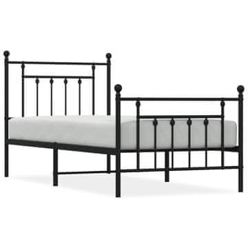 Vidaxl Kovinski posteljni okvir z vzglavjem in vznožjem črn 80x200 cm