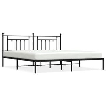 Vidaxl Kovinski posteljni okvir z vzglavjem črn 200x200 cm