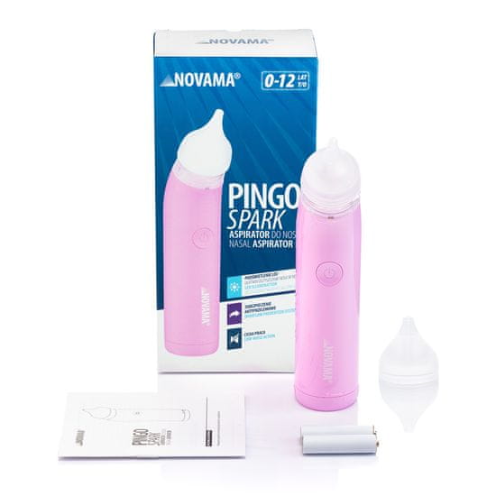 Novama Pingo Spark NS22 Pastel Pink Nosni aspirator z osvetljeno konico, roza