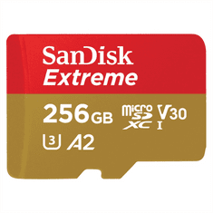 SanDisk Extreme microSDXC kartica za mobilne igre 256GB 190MB/s in 130MB/s, A2 C10 V30 UHS-I U3