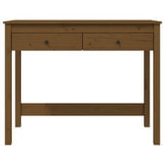 Vidaxl Pisalna miza s predali medeno rjava 100x50x78 cm trdna borovina