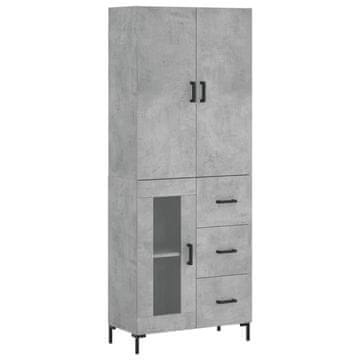 Vidaxl Visoka komoda betonsko siva 69,5x34x180 cm inženirski les