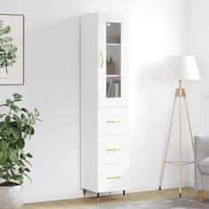 Vidaxl Visoka omara bela 34,5x34x180 cm inženirski les