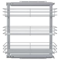 Vidaxl Izvlečna kuhinjska košara 3-nadstropna srebrna 47x35x56 cm