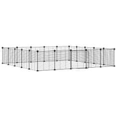 Vidaxl Ograda za hišne ljubljenčke z 20 paneli črna 35x35 cm jeklo