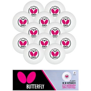 Greatstore Žogice za namizni tenis BUTTERFLY *** Bele - 12 kosov.