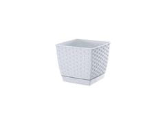 Prosperplast Cvetlični lonec RATOLLA SQUARE 25x25x22cm BELI (S449) s skledo