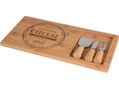 PRO Deska za sir iz bambusa, komplet 4 kosov (deska 38x18,5x1,5cm, 2x nož, 1x vilice)
