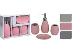 4-delni kopalniški set (dozirnik, posoda, držalo, skodelica) keramika/neželezno jeklo