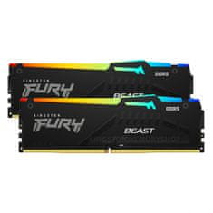 Kingston Fury Beast RGB pomnilnik (RAM), 16 GB (2x 8 GB kit), DDR5, 4800 MHz, CL38, DIMM (KF548C38BBAK2-16)