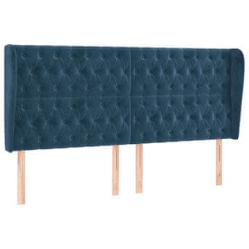 Vidaxl Vzglavje z ušesi temno modra 183x23x118/128 cm žamet