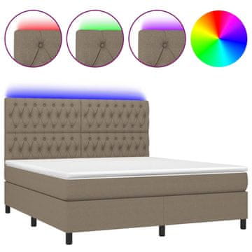 Vidaxl Box spring postelja z vzmetnico LED taupe 180x200 cm blago