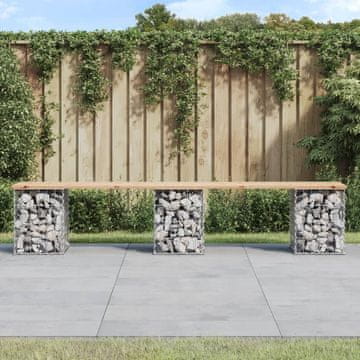 shumee vidaXL Vrtna klop z gabionom 203x31x42 cm borovina