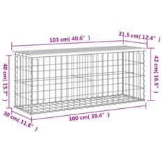 Vidaxl Vrtna gabionska klop 103x31,5x42 cm trdna borovina
