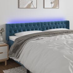 Vidaxl LED posteljno vzglavje temno modro 183x16x78/88 cm žamet