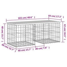 Vidaxl Vrtna klop gabion 103x44x42 cm trdna borovina