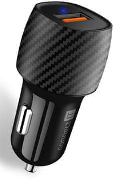 Connect IT InCarz QUICK CHARGE 3.0 avtomobilski polnilnik, 1x USB-A, 3 A, CARBON