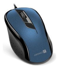 Connect IT Optična miška, ergonomska, USB, modra