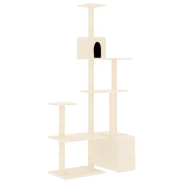 Vidaxl Mačje drevo s praskalniki iz sisala krem 180 cm