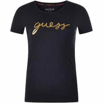Guess Majice črna Slim Fit Logo