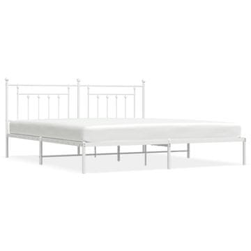 Vidaxl Kovinski posteljni okvir z vzglavjem bel 193x203 cm
