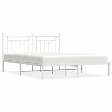 Vidaxl Kovinski posteljni okvir z vzglavjem bel 183x213 cm