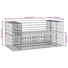 Vidaxl Vrtna gabionska klop 143x71x65,5 cm trdna borovina