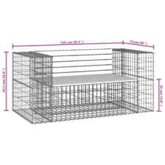 Greatstore Vrtna gabionska klop 143x71x65,5 cm trdna borovina