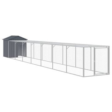 Vidaxl Kokošnjak z izhodom antracit 117x813x123 cm pocinkano jeklo