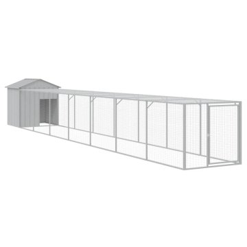 Vidaxl Kokošnjak z izhodom svetlo siv 117x813x123 cm pocinkano jeklo