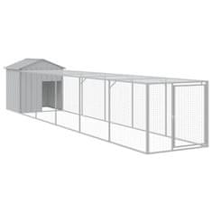 Vidaxl Kokošnjak z izhodom svetlo siv 117x609x123 cm pocinkano jeklo