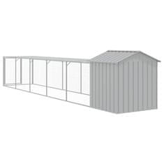 Vidaxl Kokošnjak z izhodom svetlo siv 117x609x123 cm pocinkano jeklo