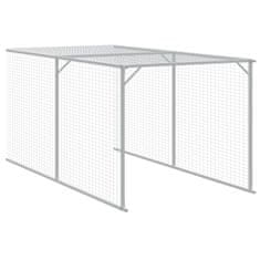 Vidaxl Kokošnjak z izhodom svetlo siv 117x609x123 cm pocinkano jeklo