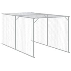 Vidaxl Kokošnjak z izhodom svetlo siv 117x1221x123 cm pocinkano jeklo
