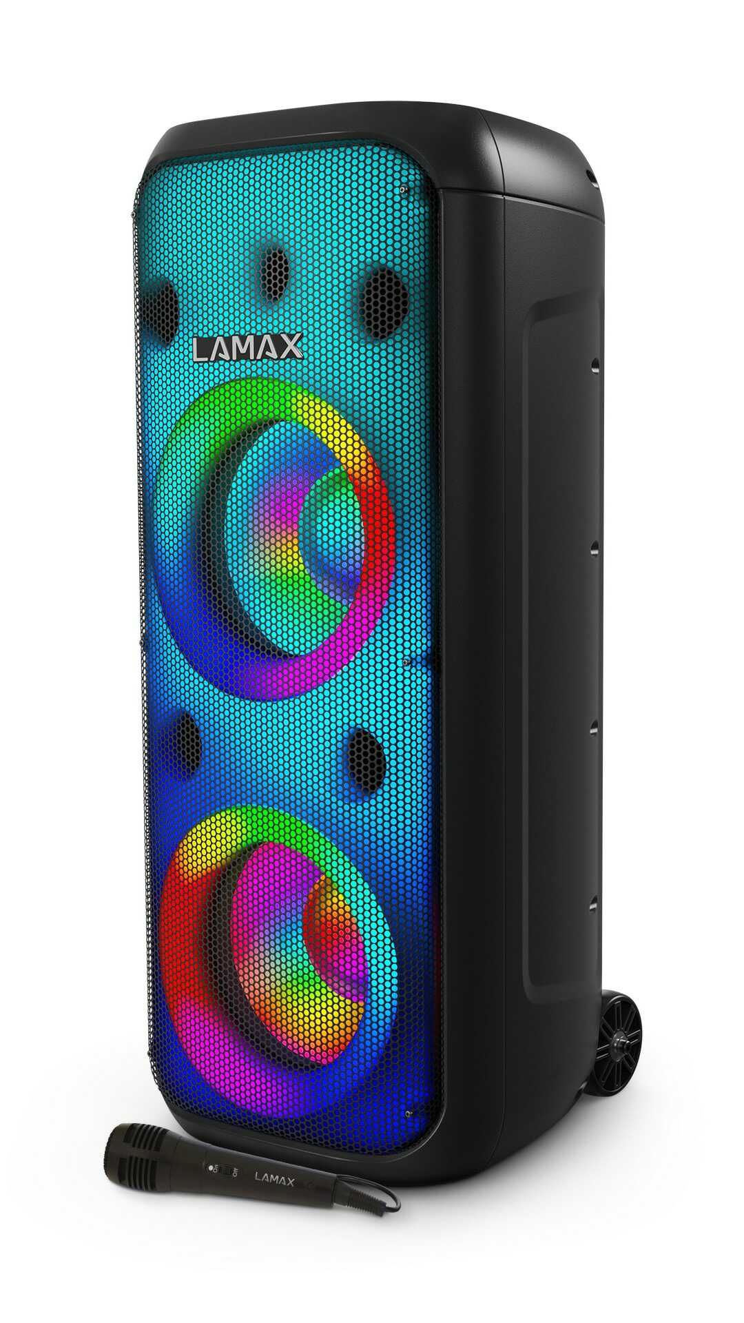  Party zvočnik Lamax Partyboombox 700 ogromen glasbeni nastop senzacionalen zvok svetlobni šov baterija vodoodpornost USB SD reža karaoke