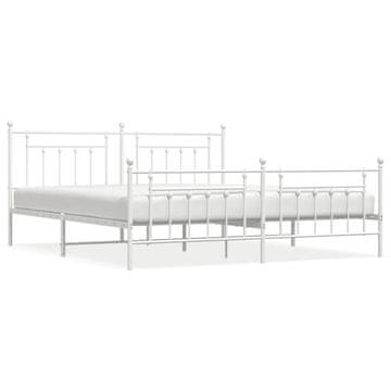 Vidaxl Kovinski posteljni okvir z vzglavjem in vznožjem bel 200x200 cm