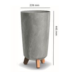 botle Cvetlični lonec z nogami, visok lonec za rastline, premer 24 cm, svetlo siv, plastični lonci, videz betona, lončki, denarno drevo, kaktusi, kavčukovec