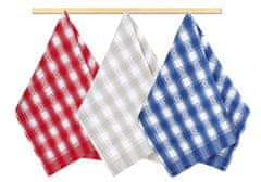 Kuhinjske brisače - komplet 3 - 50x70 cm - Cvetlična bež, modra, rdeča