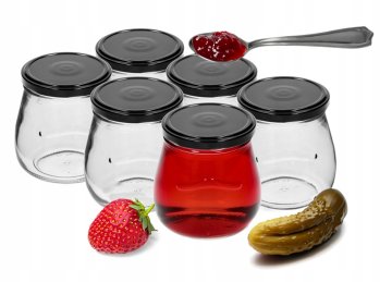 shumee Kozarci za vlaganje s črnimi pokrovi, 6 kosov, 500 ml