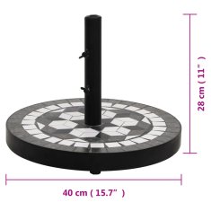 Vidaxl Podstavek za senčnik črn in bel okrogel 12 kg