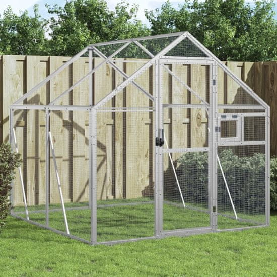 Vidaxl Ptičnica srebrna 1,79x2x1,85 m aluminij