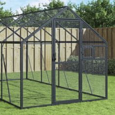 Vidaxl Ptičnica antracitna 1,79x6x1,85 m aluminij