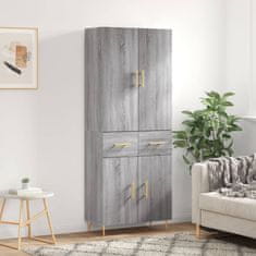 Vidaxl Visoka komoda siva sonoma 69,5x34x180 cm inženirski les