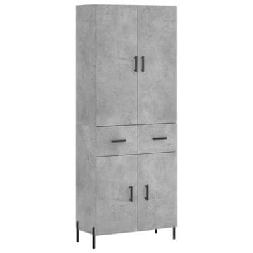 Vidaxl Visoka komoda betonsko siva 69,5x34x180 cm inženirski les