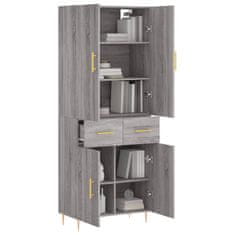Vidaxl Visoka komoda siva sonoma 69,5x34x180 cm inženirski les